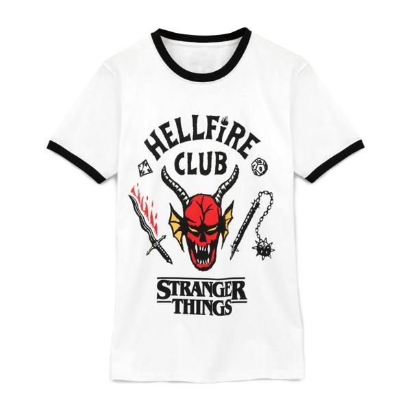 Stranger Things Unisex Adult Hellfire Club T-Shirt - White/Black - 