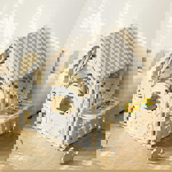 Livingandhome Kids Plastic Playhouse with Built-in Storage Rack and Building Block Table