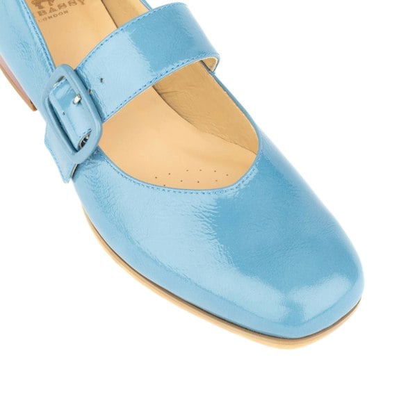 Embassy London Bliss - Light Blue - Women's block heel square toe patent leather comfort loafer