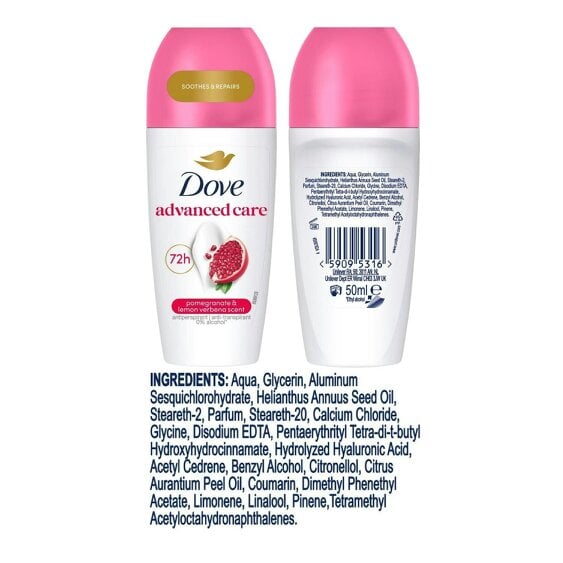 Dove Roll On Go Fresh Pomegranate 72H Lasting Women's Anti-Perspirant 50ml, 18pk