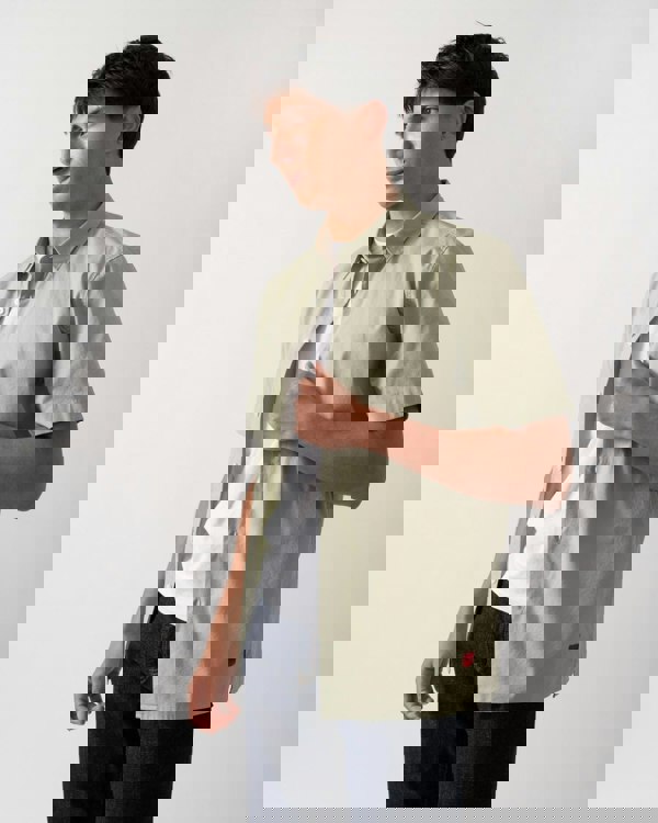 HUGO Ebor Relaxed Fit Mens Stretch Cotton Shirt - Open Green 391