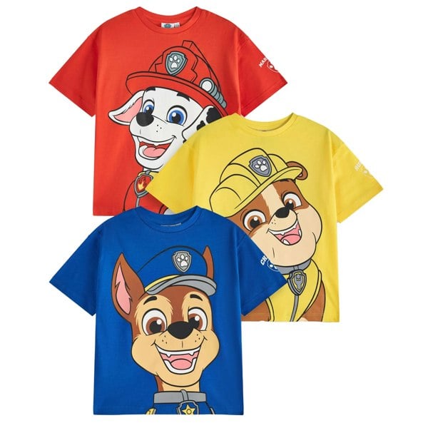 Paw Patrol Boys Characters Short-Sleeved T-Shirt (Pack of 3) - Red/Yellow/Blue