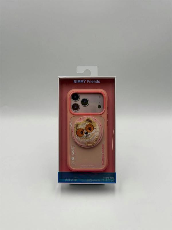 Nimmy Friends Nimmy Glass Cool Dog Face Case with Detachable MagSafe Grip Stand for iPhone 17 Pro 6.3" Pink - N-YJKM-CXZJ-IP17-PRO-031