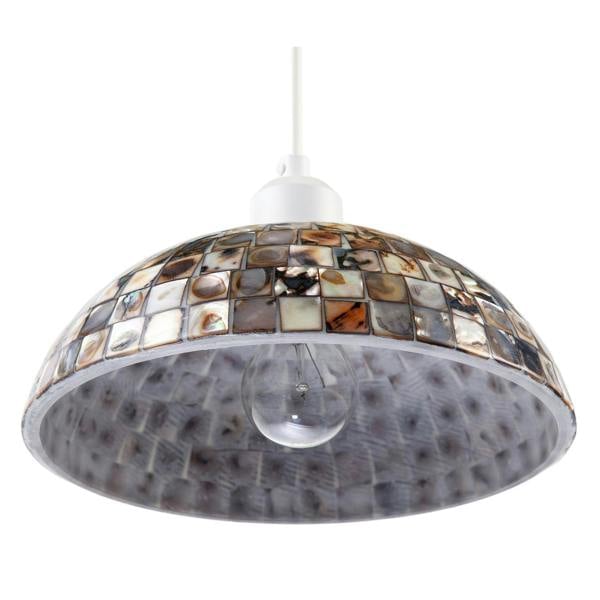 Natural Mother of Pearl Shell Mosaic Dome Ceiling Pendant Light Shade Image 3