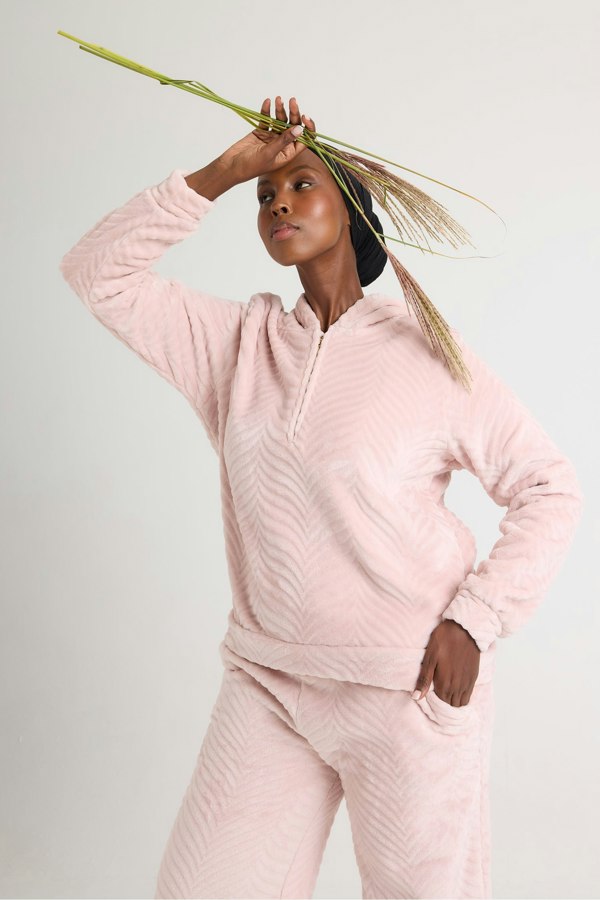 Cosy Chevron Lounge Suit in Rose - Loungewear
