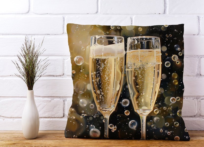 Warren Reed Splashart Bubbly Champagne Flues Cushions