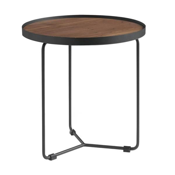 Angel Cerdá Round Corner Table Walnut and Black Steel 2028