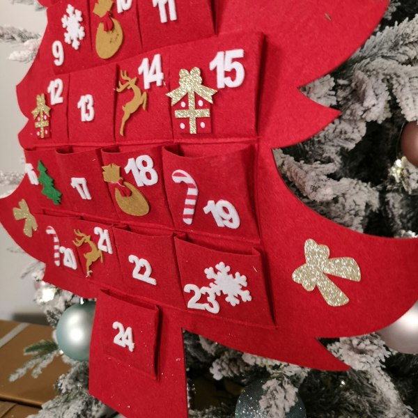 Samuel Alexander 90cm Fabric Tree Shape Advent Calendar Christmas Decoration in Red