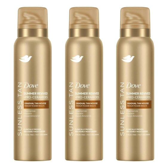 Dove Derma Spa Summer Revived Self Tan Mousse 150ml 3 Pack, Medium-Dark Skin