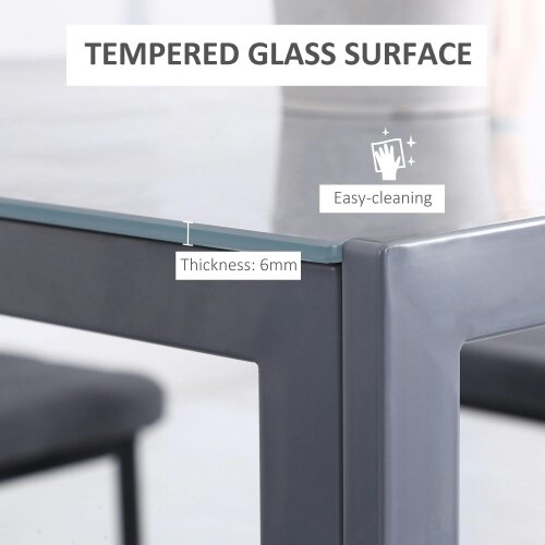 Wyld Haus Conona Metal Grey Square Glass Dining Table For 2 To 4 People