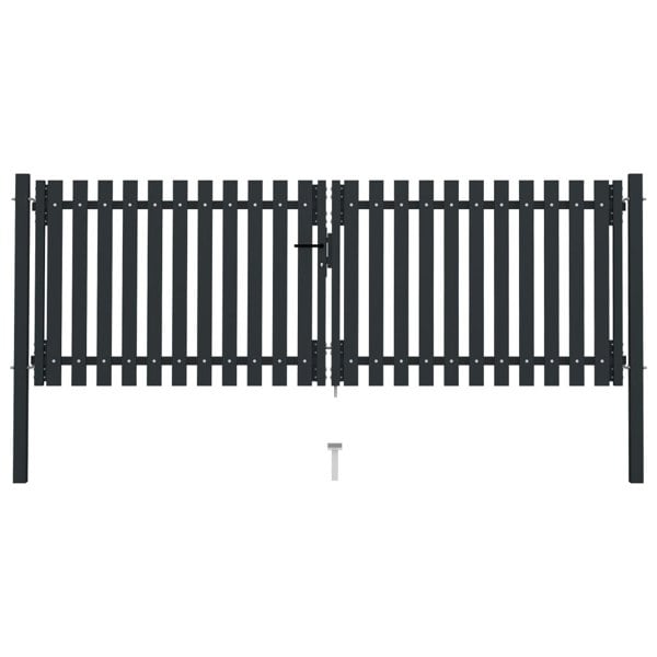 Berkfield Double Door Fence Gate Steel 306x175 cm Anthracite