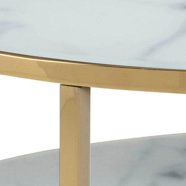 Wyld Haus Vodskov White Marble Top Round Coffee Table Gold Legs