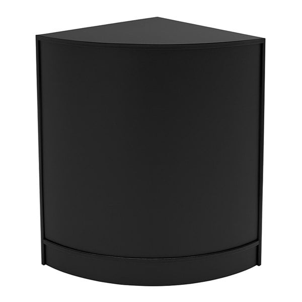 Black LED shop counter set featuring a sleek, modern design with a curved front and smooth matte finish, ideal for retail displays