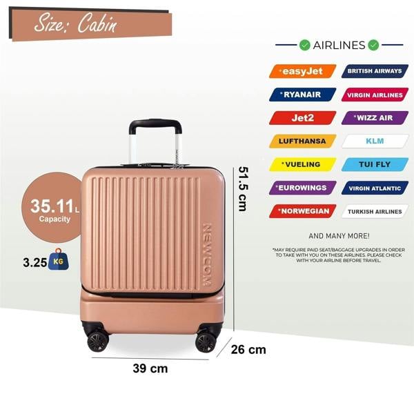 Infinity Luggage Durable EasyJet Ryanair 39 x 26 x 51.5 cm Front Open Cabin Luggage Travel Suitcase