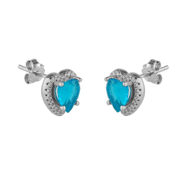 Spero London Heart Of Ocean Blue Sterling Silver Stud Earrings