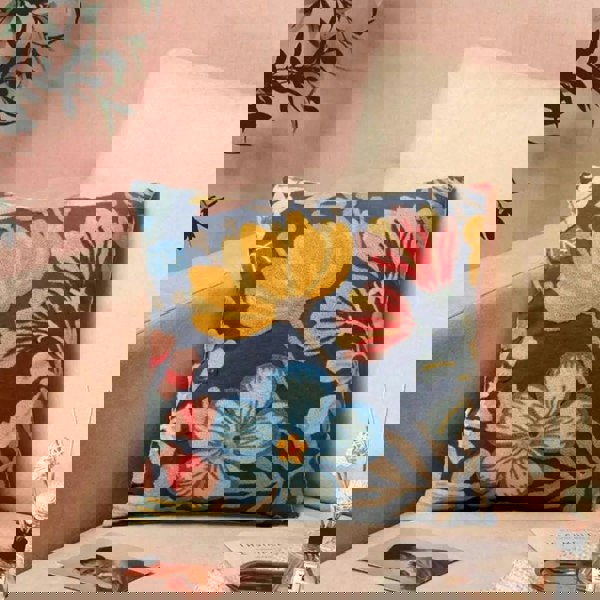 Anyhouz Anypillow Pillowcase Dark Blue Floral Embroidered Decorative Cushion Cover