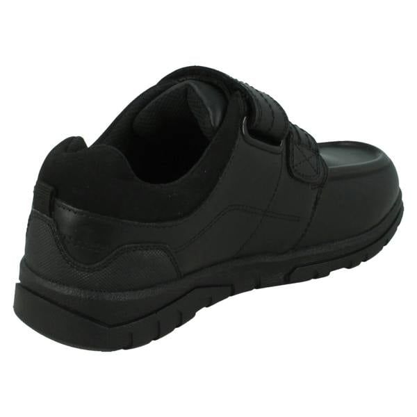 Spot On Boys Double Strap Black Leather School Shoes N1153