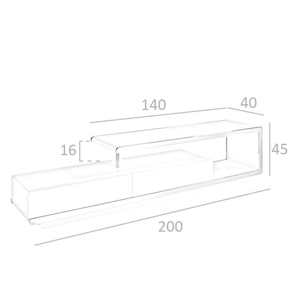 Angel Cerdá White Wooden TV Stand With Chromed Steel BASE and Chromed Steel BASE 3042