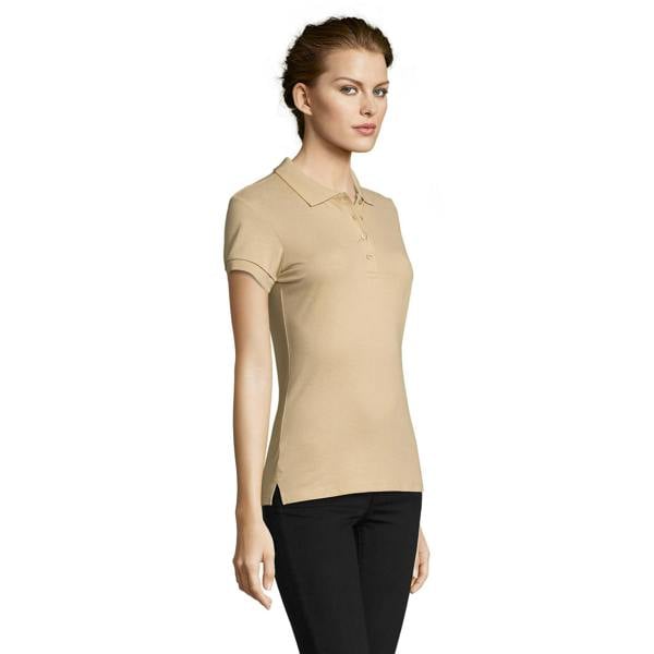 SOLS Womens/Ladies People Pique Short-Sleeved Polo Shirt - Sand
