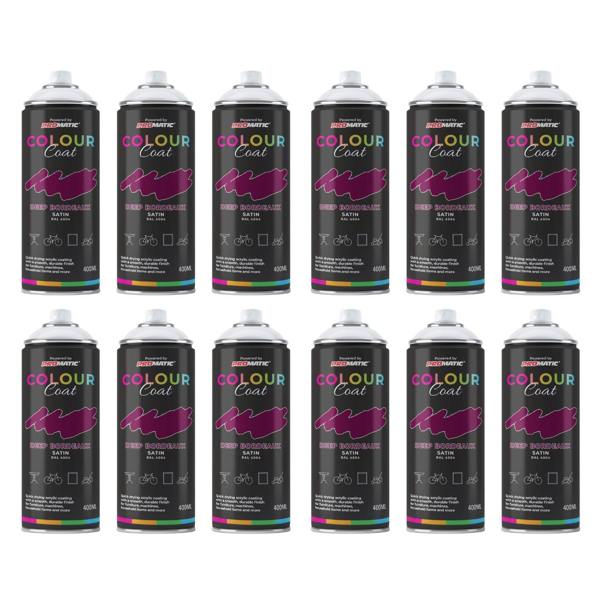 Colour Coat 12X Deep Bordeaux RAL 4004 Satin Spray Paint 400ml
