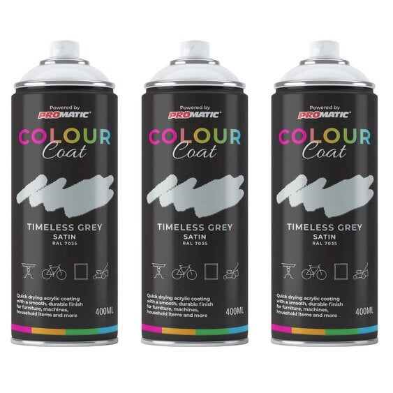 Colour Coat 3X Timeless Grey RAL 7035 Satin Spray Paint 400ml