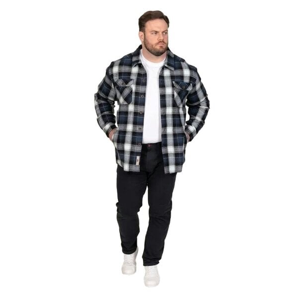 Duke Mens Newman D555 Checked Kingsize Shacket - Navy - Navy - 100% Mixed