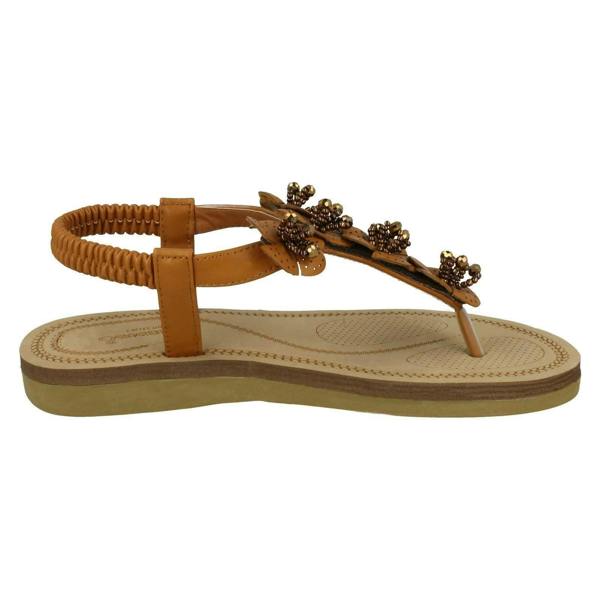 Savannah Ladies Savannah Beaded Flower Trim Sandals