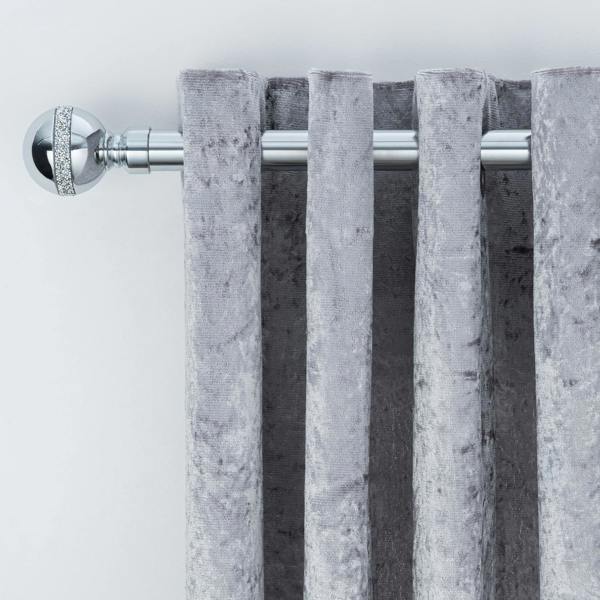 A.Unique Home Diamante Ball Extendable Curtain Pole (25/28mm) (Nickel,70cm - 120cm)
