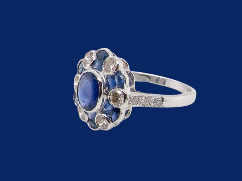 Vintage Tom A fine Sapphire and Diamond Cluster Ring