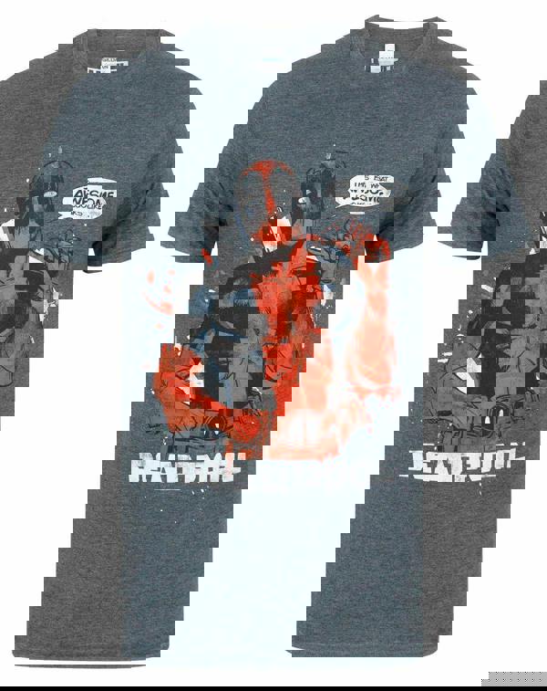 Marvel Mens Grey Deadpool Short Sleeved T-Shirt