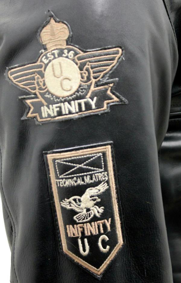 Infinity Leather Mens Cow Hide Detachable Collar Leather Flight Bomber Jacket