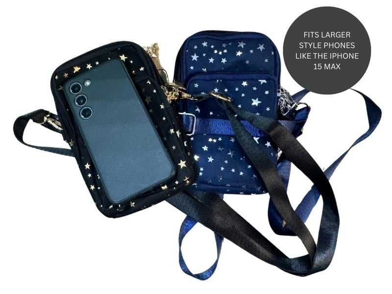 Solis Accessories Midnight Sparkle Stars Phone Crossbody Bag