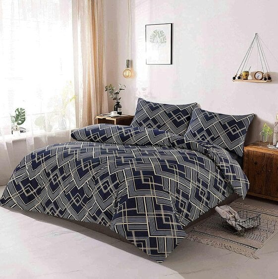 Night Zone Sebastian Printed Reversible Duvet Cover Set – Modern Easy Care Bedding with Pillowcases