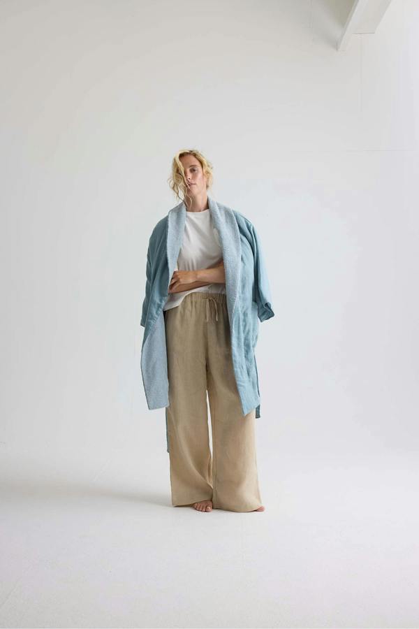 Pretty You London Relaxed Linen Wide Leg Trousers In Summer Sand