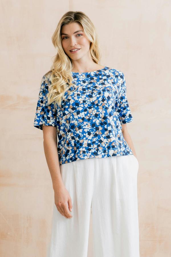 Lily & Me Kite Cotton Jersey Boxy T-Shirt Cobalt