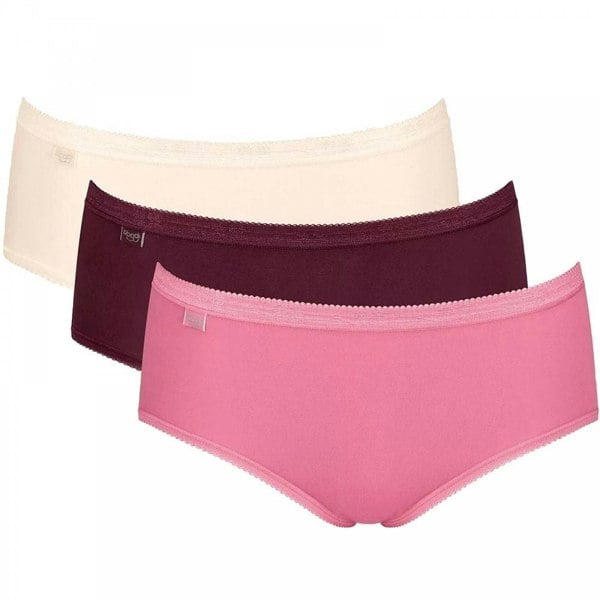 Sloggi Basic 3 Pack Midi Brief, Pink/Dark Combo