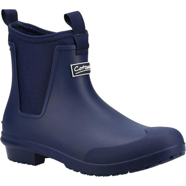 Cotswold Grosvenor Womens Pull On Ankle Wellie Wellington, navy blue waterproof ankle boots for women with pull-on design and a sturdy sole.