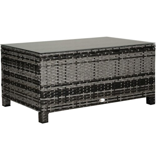 Wyld Haus Lolifi Grey Rattan Outdoor Coffee Table With Glass Top