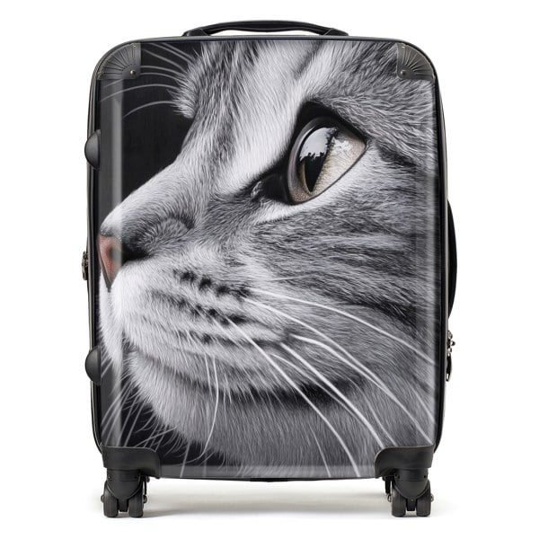 Warren Reed Silver Tabby Cat Face Suitcase