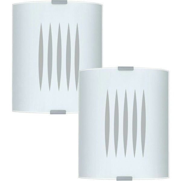 2 PACK Wall Flush Ceiling Light Colour Lines Shade Design Satin Glass E27 60W Loops