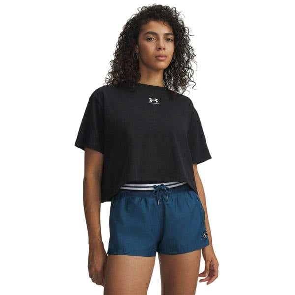 Under Armour Womens/Ladies Rival Cropped Boxy T-Shirt - Black/White - 