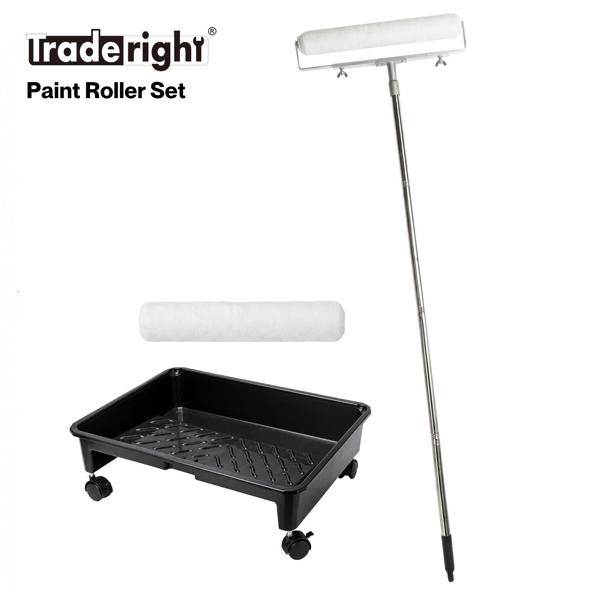 Traderight Paint Roller Set 5-Wheel Tray Extendable Pole Kit For Walls 13Pcs
