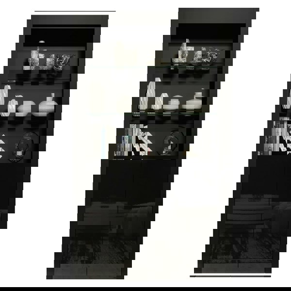 Mex Furniture Tall Display Cabinet 170cm – Black Matt Body & Black Matt Doors