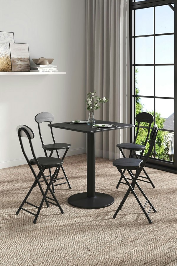 Living and Home 5pcs Set Square Table and 4 Chairs Bistro Coffee Table Dining Set Furniture