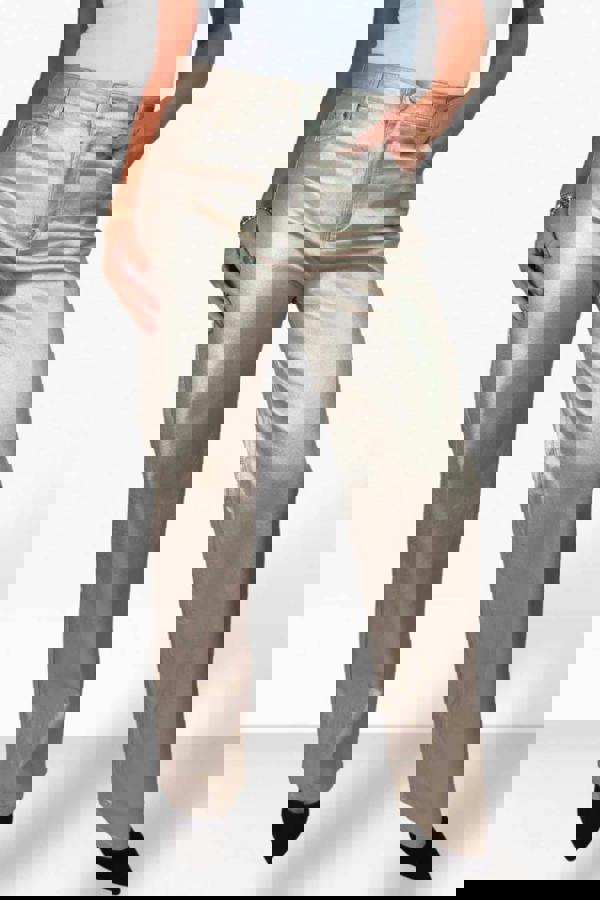 Paulo Due Womens Metallic Coated Wide Leg Jeans