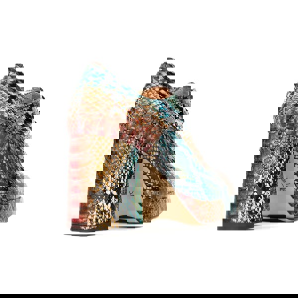 Embassy London Roulette Platform - Green & Brown Snake - Women's leather oxford pump with platform and block heel