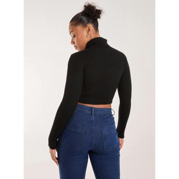 Pink Vanilla Ribbed Roll Neck Jumper With Cut Out Detail