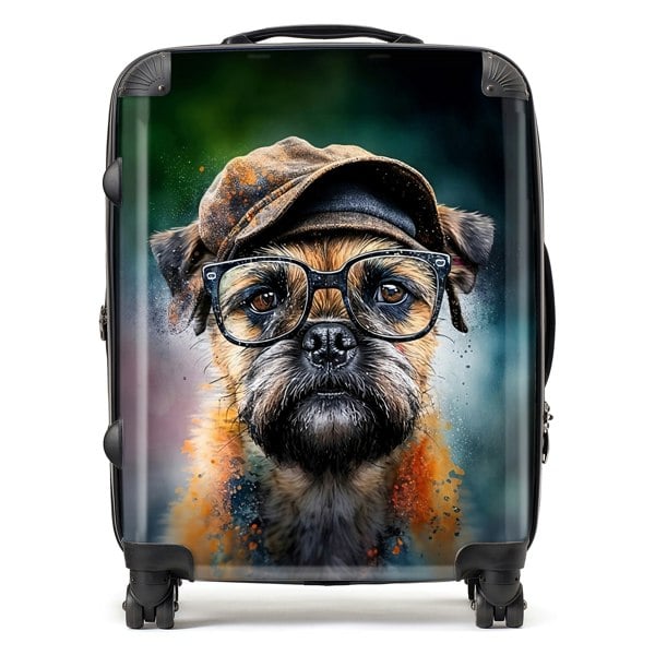 Warren Reed Border Terrier Dog Splashart Suitcase