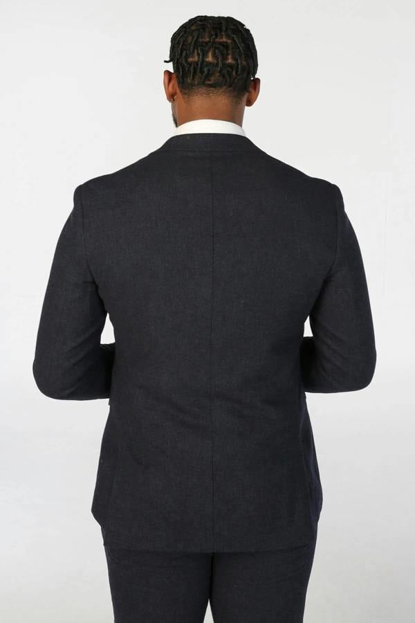 Infinity Leather Men's Navy Blue Wool Blend Tweed Formal Blazer