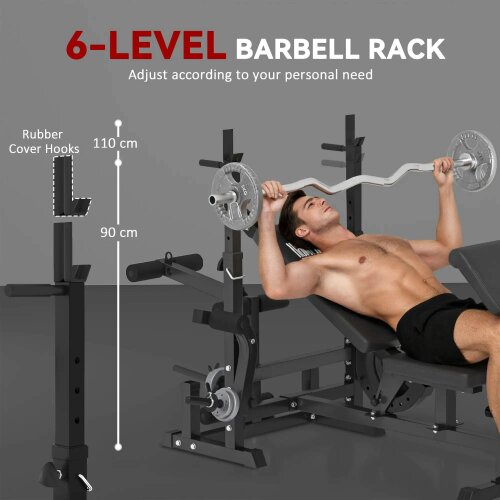 Bobobiy Weight Bench, 6 in 1 Adjustable Bench Press with Leg Extension, Multi-Function Home Gym Equipment for Strength Training Weightlifting